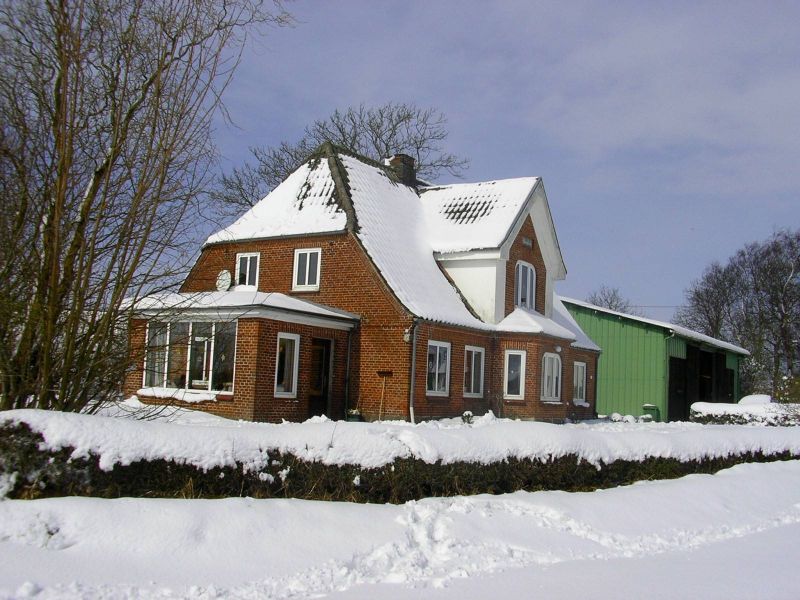 Ferienhaus Storchennest im Winter mit Schnee